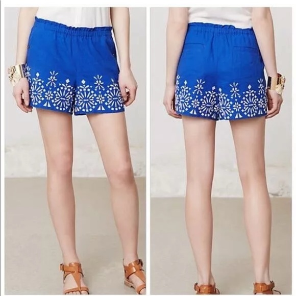 Anthropologie Pants - ANTHROPOLOGIE MERMAID EMBROIDERED LINEN SHORTS Anthropologie Pants - ANTHROPOLOGIE MERMAID EMBROIDERED LINEN SHORTS